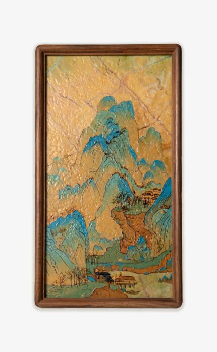 ManoMade A Thousand Li of Rivers and Mountains Marble Lacquer Painting Frame Side Detail 1