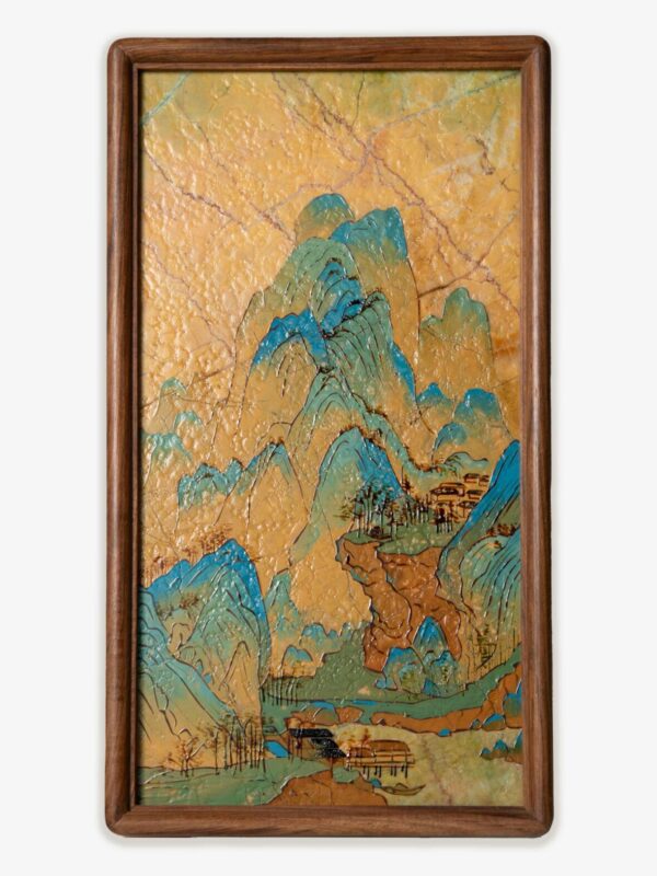 ManoMade A Thousand Li of Rivers and Mountains Marble Lacquer Painting Frame Side Detail 1