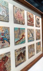 Chinese Zodiac Marble & Lacquer Painting - Image 2