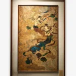 Double Flying Apsaras Marble & Lacquer Painting