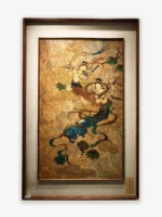 Double Flying Apsaras Marble & Lacquer Painting