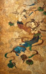 MANOMADE Double Flying Apsaras Marble & Lacquer Painting - Image 3