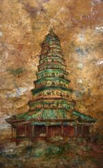 MANOMADE Feihong Pagoda Marble & Lacquer Painting - Image 2