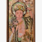 ManoMade Flower-Offering Bodhisattva Marble Lacquer Painting