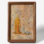 ManoMade Ksitigarbha Bodhisattva with Diting Marble Lacquer Painting