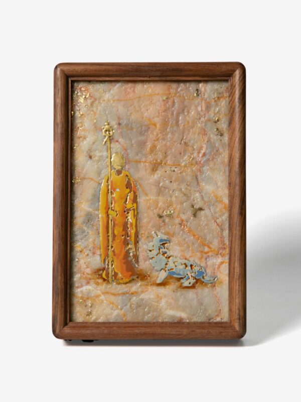 ManoMade Ksitigarbha Bodhisattva with Diting Marble Lacquer Painting