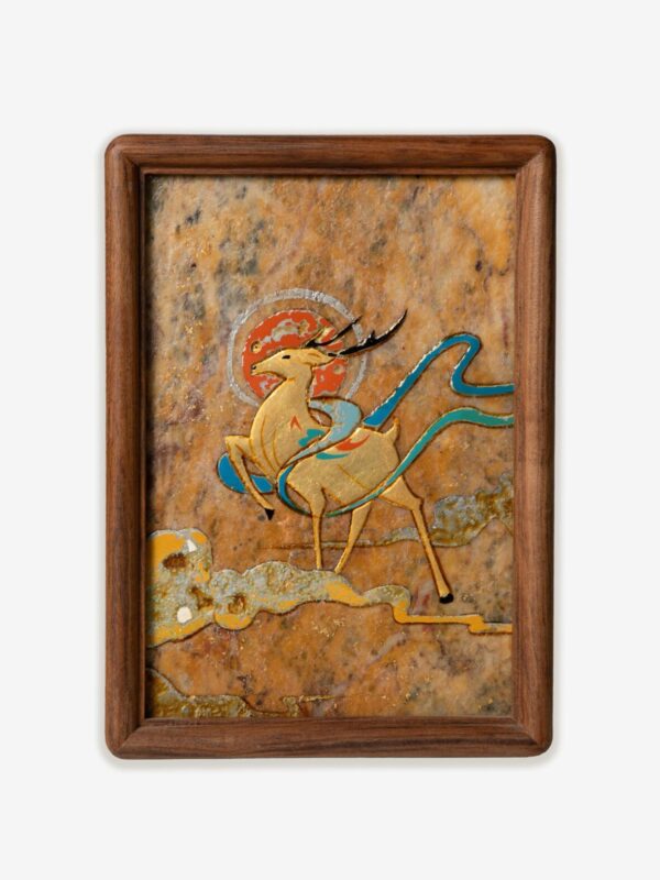 ManoMade Nine-Colored Deer Gold Marble Lacquer Painting