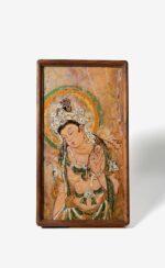 ManoMade Willow Holding Bodhisattva marble lacquer painting framed front view Buddhist art collectible
