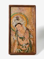ManoMade Willow Holding Bodhisattva marble lacquer painting framed front view Buddhist art collectible