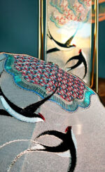 MANOMADE Swallows in Flight – Handcrafted Stained Glass Table Lamp | Dunhuang Art Style Brass Accent Lamp - Image 5