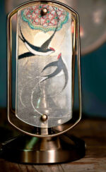 MANOMADE Swallows in Flight – Handcrafted Stained Glass Table Lamp | Dunhuang Art Style Brass Accent Lamp - Image 4
