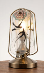 MANOMADE Swallows in Flight – Handcrafted Stained Glass Table Lamp | Dunhuang Art Style Brass Accent Lamp - Image 3