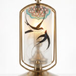 Swallows in Flight Stained Glass Lamp
