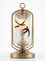 Swallows in Flight Stained Glass Lamp