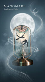 MANOMADE Swallows in Flight – Handcrafted Stained Glass Table Lamp | Dunhuang Art Style Brass Accent Lamp - Image 7