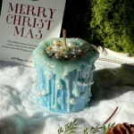 ManoMade blue coral sea pearl pillar candles bulk top down view artisan candles