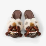Brown Dragon Brocade — Hand-Embroidered Silk Slippers