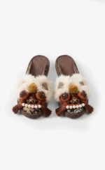 Brown Dragon Brocade — Hand-Embroidered Silk Slippers