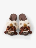 Brown Dragon Brocade—Hand-Embroidered Silk Slippers