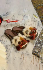 Brown Dragon Brocade — Hand-Embroidered Silk Slippers - Image 5