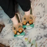 Brown Gold Lion — Hand-Embroidered Silk Slippers - Image 5