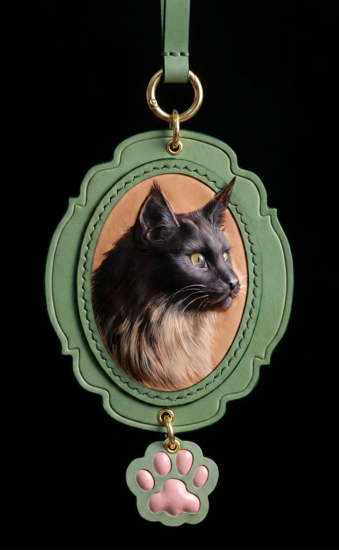 custom-pet-leather-keychain-high-reproduction-demo-infographic European Lace Border — Custom Pet Leather Portrait Keychain - Image 1