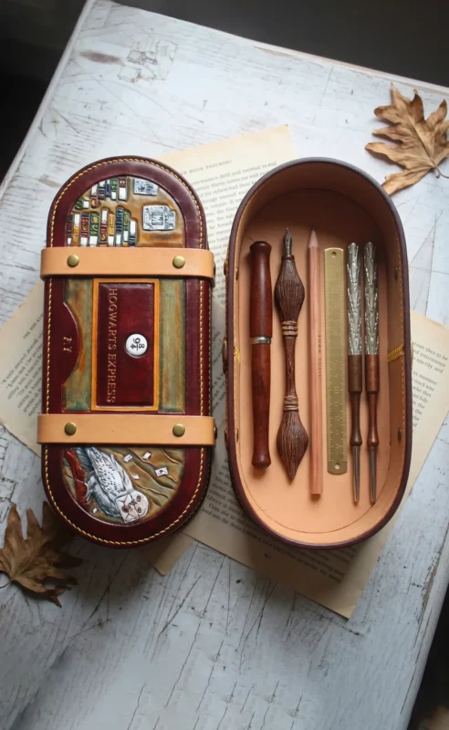 ManoMade Hogwarts leather writer case house color options genuine leather artisan