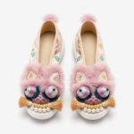 ManoMade Mythic Beast brocade embroidered slippers front view artisan Chinese slippers
