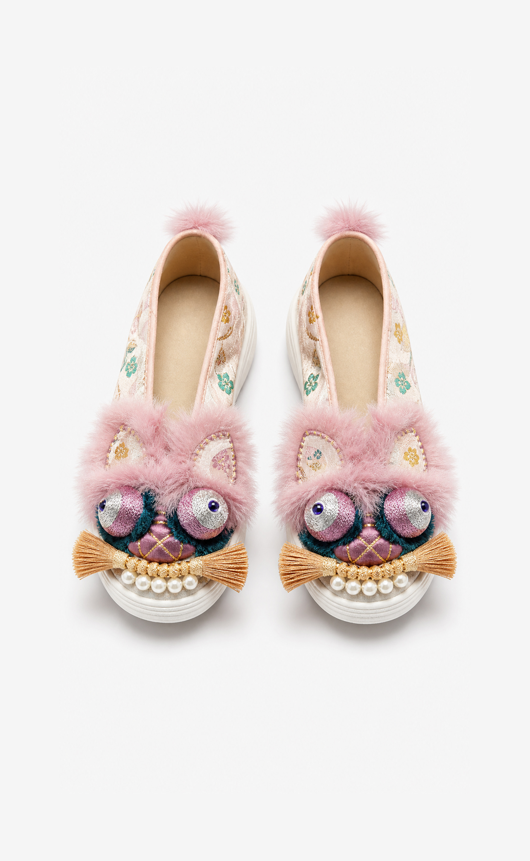 mythic-beast-front--manomade Mythic Beast — Hand-Embroidered Silk Slippers - Image 1