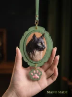 European Lace Border — Custom Pet Leather Portrait Keychain - Image 7