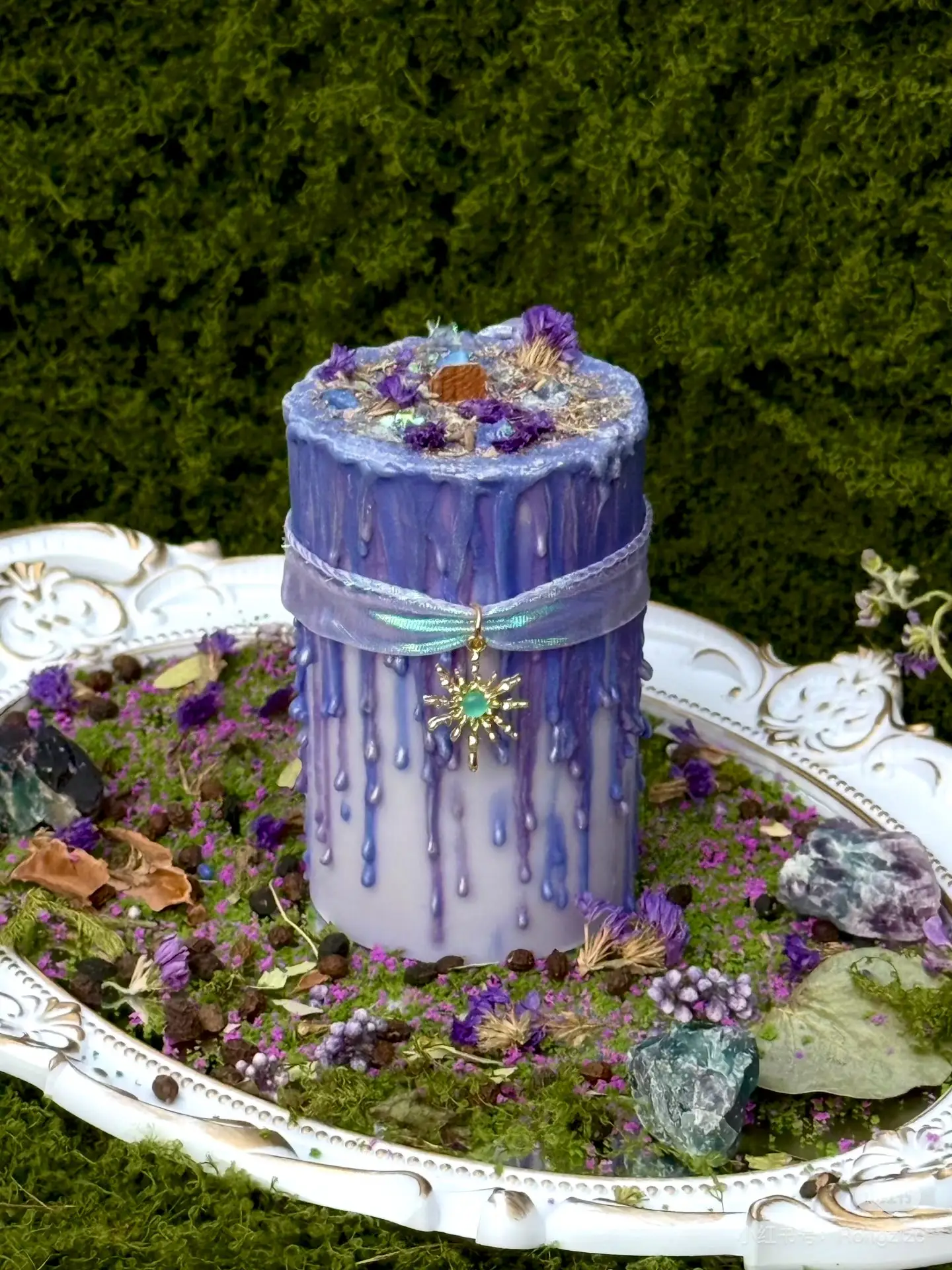 moonlit-wisteria-artisanal-fluid-drip-crystal-candle-05 “Celestial Wisteria” — Artisanal Fluid Wax & Crystal Candle - Image 1
