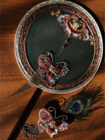 “Butterfly Reverie” — Hand-Beaded Silk Palace Fan with Sandalwood Handle - Image 3
