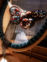 “Butterfly Reverie” — Hand-Beaded Silk Palace Fan with Sandalwood Handle - Image 6