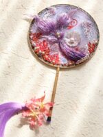 “Mermaid’s Treasure” — Hand-Beaded Silk Bridal Palace Fan with Sandalwood Handle - Image 3