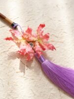 “Mermaid’s Treasure” — Hand-Beaded Silk Bridal Palace Fan with Sandalwood Handle - Image 7