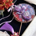 “Mermaid’s Treasure” — Hand-Beaded Silk Bridal Palace Fan with Sandalwood Handle