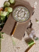 “Moonlit Garden” — Hand-Beaded Silk Bridal Palace Fan with Sandalwood Handle - Image 6
