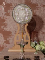 “Moonlit Garden” — Hand-Beaded Silk Bridal Palace Fan with Sandalwood Handle - Image 3