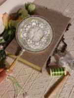 “Moonlit Garden” — Hand-Beaded Silk Bridal Palace Fan with Sandalwood Handle - Image 4