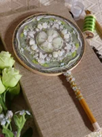“Moonlit Garden” — Hand-Beaded Silk Bridal Palace Fan with Sandalwood Handle - Image 5