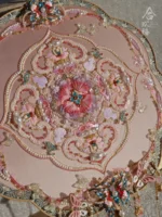 “Peony Reverie” — Hand-Beaded Silk Bridal Palace Fan with Sandalwood Handle - Image 2