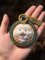 Rainbow Stitch — Custom Hand-Carved Leather Pet Portrait Charm - Image 4