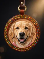 Rainbow Stitch — Custom Hand-Carved Leather Pet Portrait Charm - Image 5