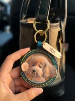 Rainbow Stitch — Custom Hand-Carved Leather Pet Portrait Charm - Image 3