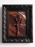 "Stone Keeps the Rose" Hand-Carved 3D Red Marble Botanical Relief | Moody Mid-Century Framed Object Piece - Image 3