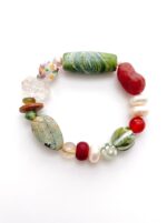 A Little Joy | Green Agate, Carnelian & Freshwater Pearl Bracelet