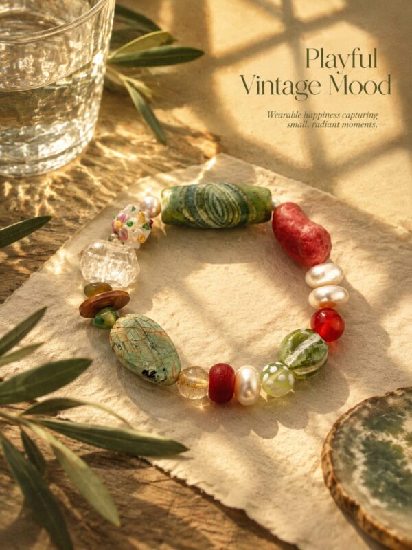 MANOMADE A Little Joy handmade colorful gemstone pearl bracelet, everyday lifestyle