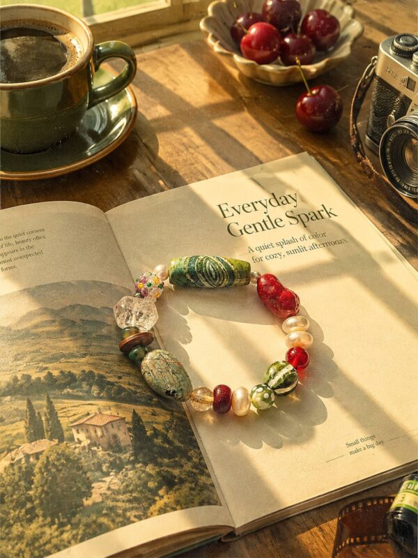 MANOMADE A Little Joy handmade colorful gemstone pearl bracelet, everyday lifestyle
