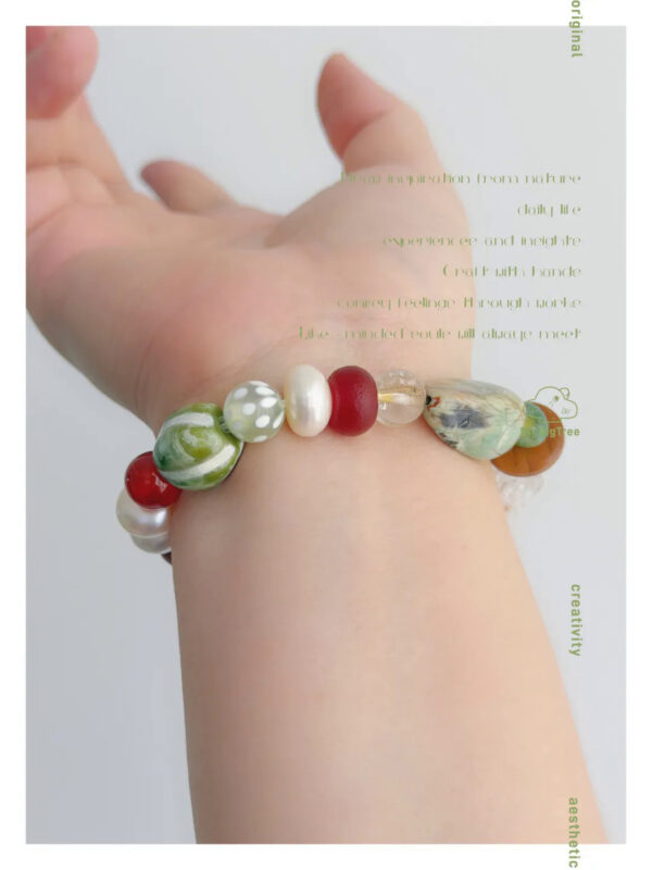 MANOMADE A Little Joy handmade colorful gemstone pearl bracelet, product detail view