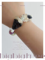Night Garden | Handcrafted Agate, Shell Flower & Freshwater Pearl Bracelet - Image 5